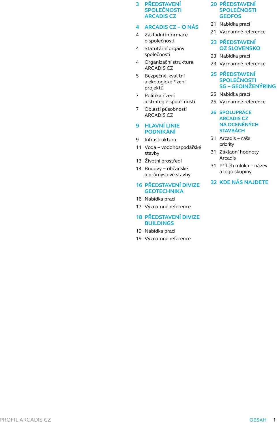 průmyslové stavby 16 PŘEDSTAVENÍ DIVIZE GEOTECHNIKA 16 Nabídka prací 17 Významné reference 20 PŘEDSTAVENÍ SPOLEČNOSTI GEOFOS 21 Nabídka prací 21 Významné reference 23 PŘEDSTAVENÍ OZ SLOVENSKO 23