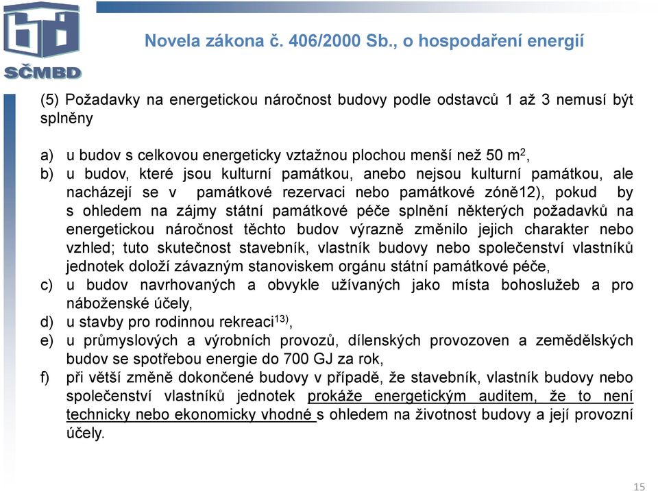 jsou kulturní památkou, anebo nejsou kulturní památkou, ale nacházejí se v památkové rezervaci nebo památkové zóně12), pokud by s ohledem na zájmy státní památkové péče splnění některých požadavků na