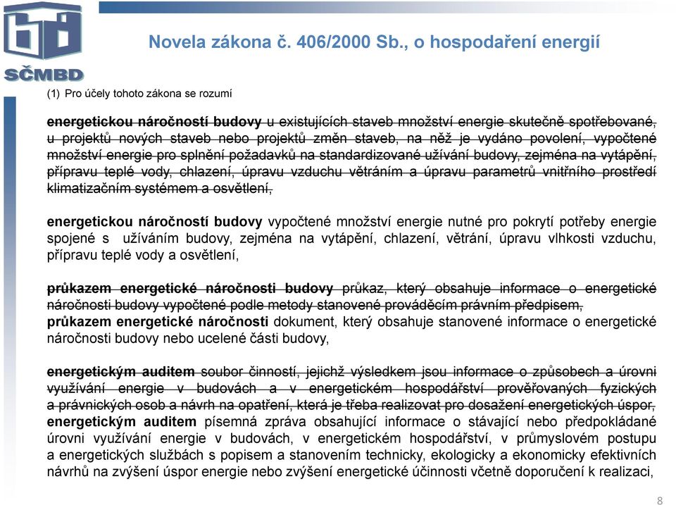 staveb, na něž je vydáno povolení, vypočtené množství energie pro splnění požadavků na standardizované užívání budovy, zejména na vytápění, přípravu teplé vody, chlazení, úpravu vzduchu větráním a