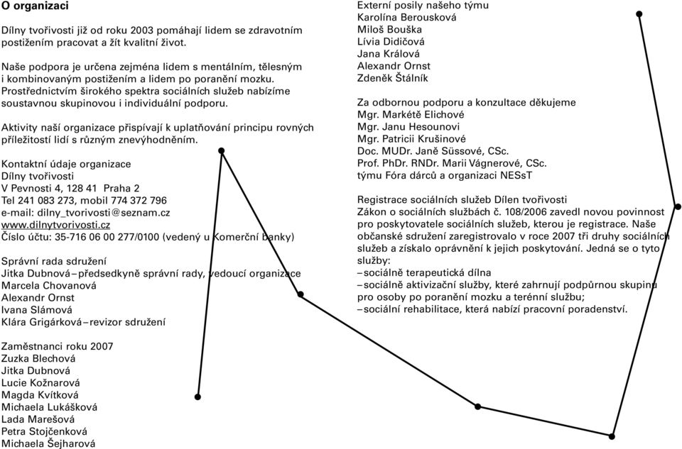 Prostřednictvím širokého spektra sociálních služeb nabízíme soustavnou skupinovou i individuální podporu.