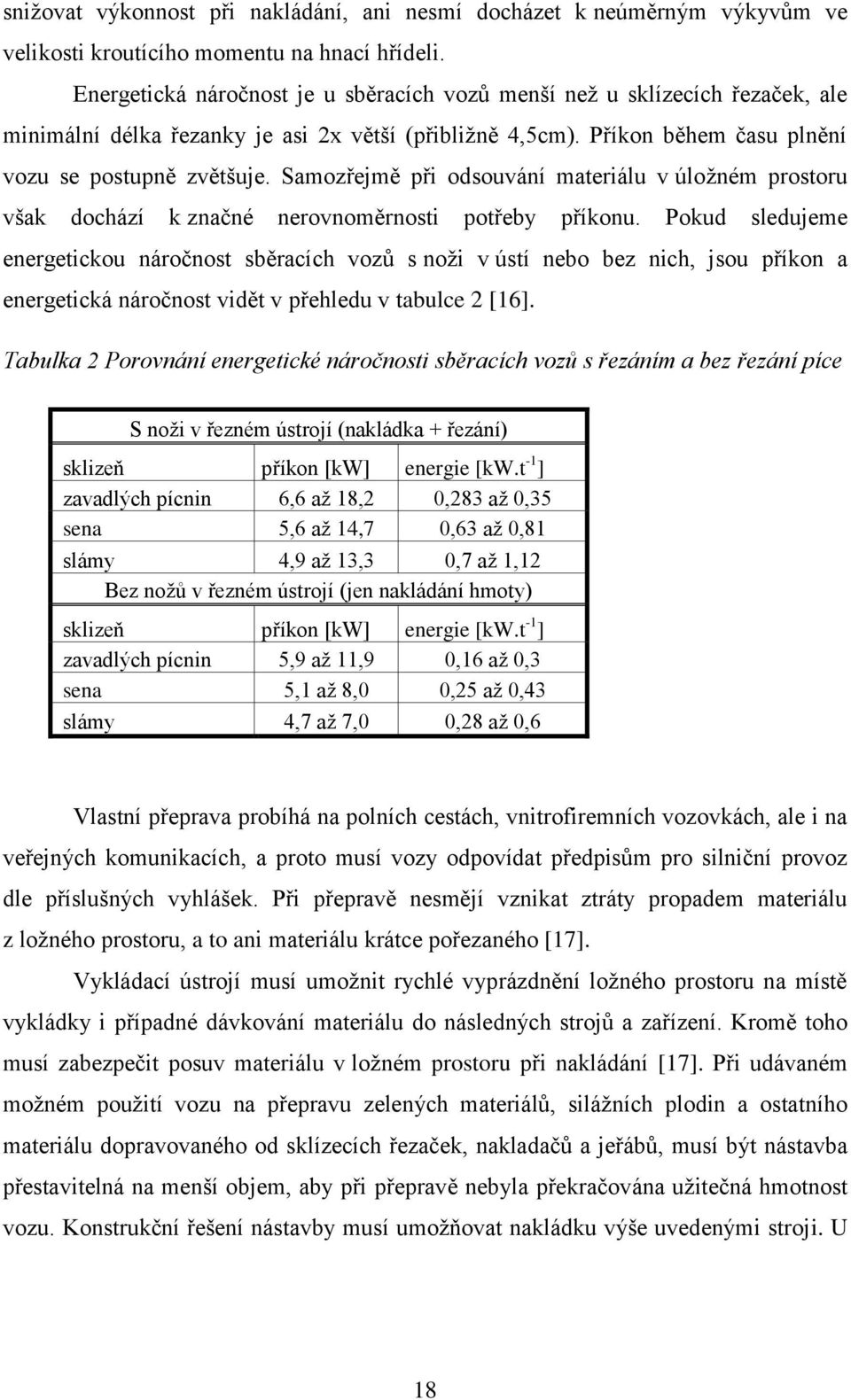 Samozřejmě při odsouvání materiálu v úložném prostoru však dochází k značné nerovnoměrnosti potřeby příkonu.