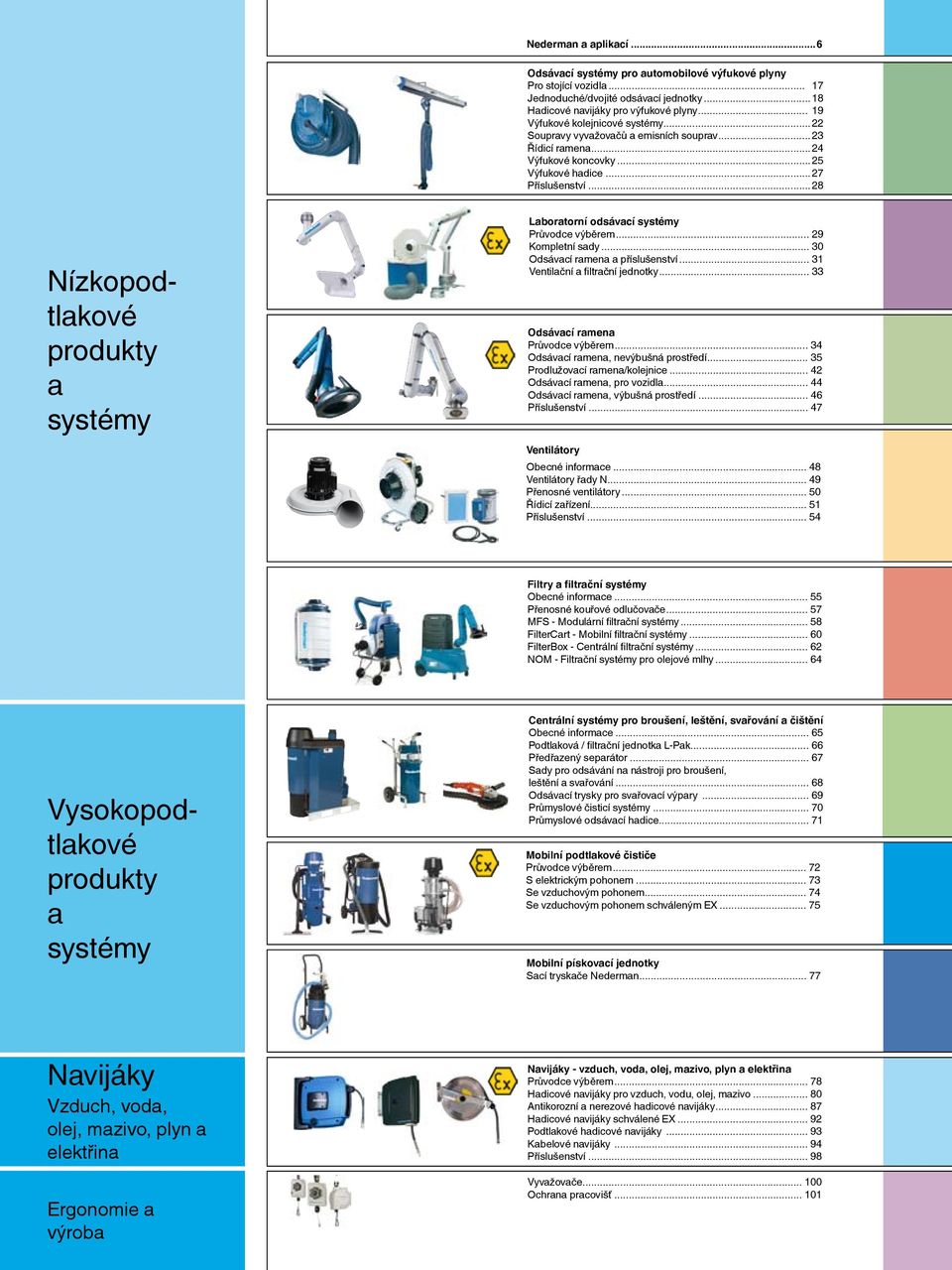 ..28 Nízkopodtlakové produkty a systémy Laboratorní odsávací systémy Průvodce výběrem... 29 Kompletní sady... 30 Odsávací ramena a příslušenství... 31 Ventilační a filtrační jednotky.