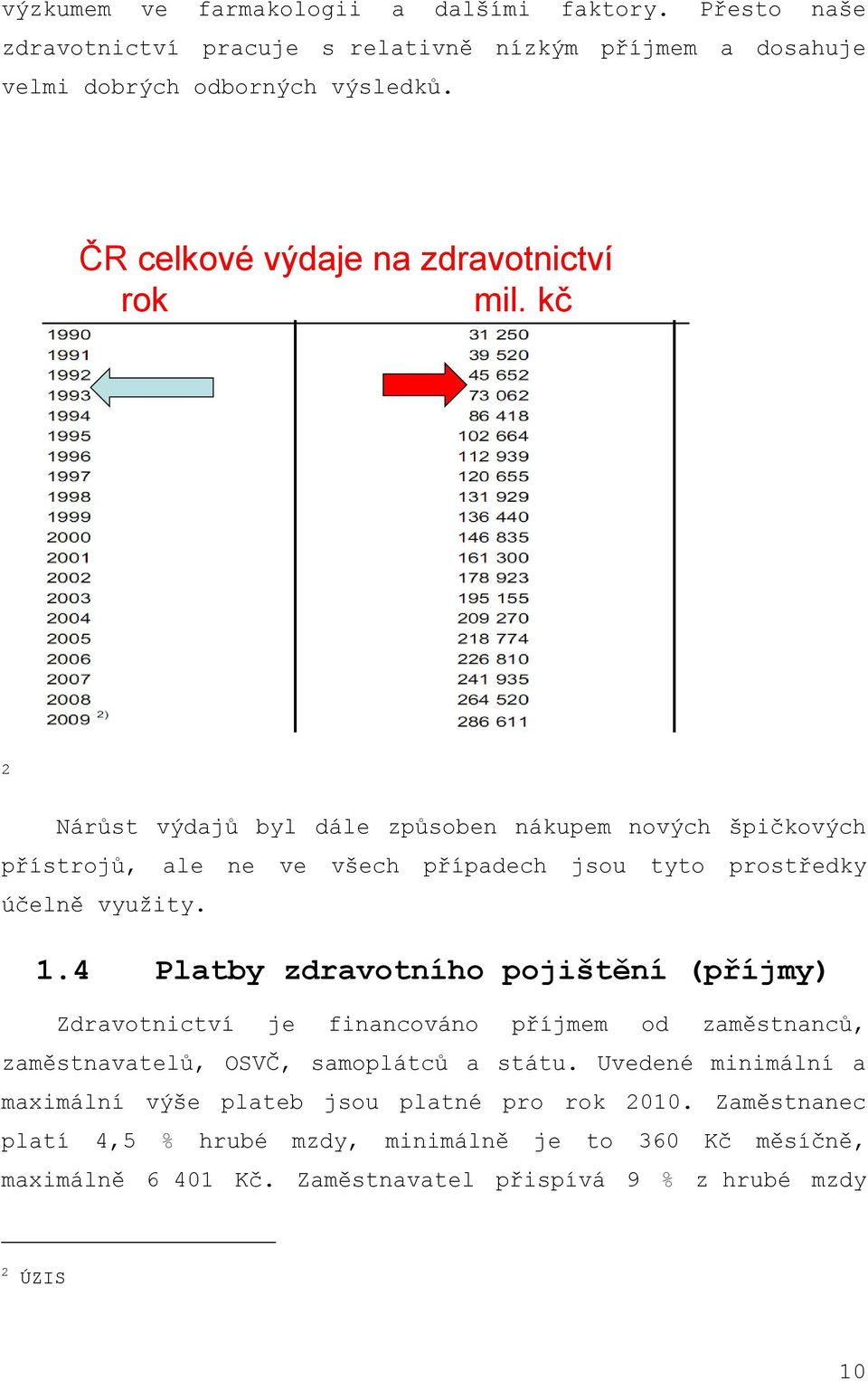 kč 2 Nárůst výdajů byl dále způsoben nákupem nových špičkových přístrojů, ale ne ve všech případech jsou tyto prostředky účelně vyuţity. 1.