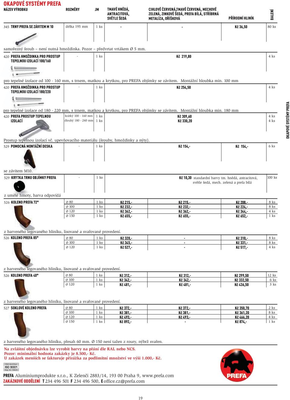 420 PREFA HMOŽDINKA PRO PROSTUP TEPELNOU IZOLACÍ 100/160 Kč 219,80 4 ks pro tepelné izolace od 100 160 mm, s trnem, matkou a krytkou, pro PREFA objímky se závitem. Montážní hloubka min.