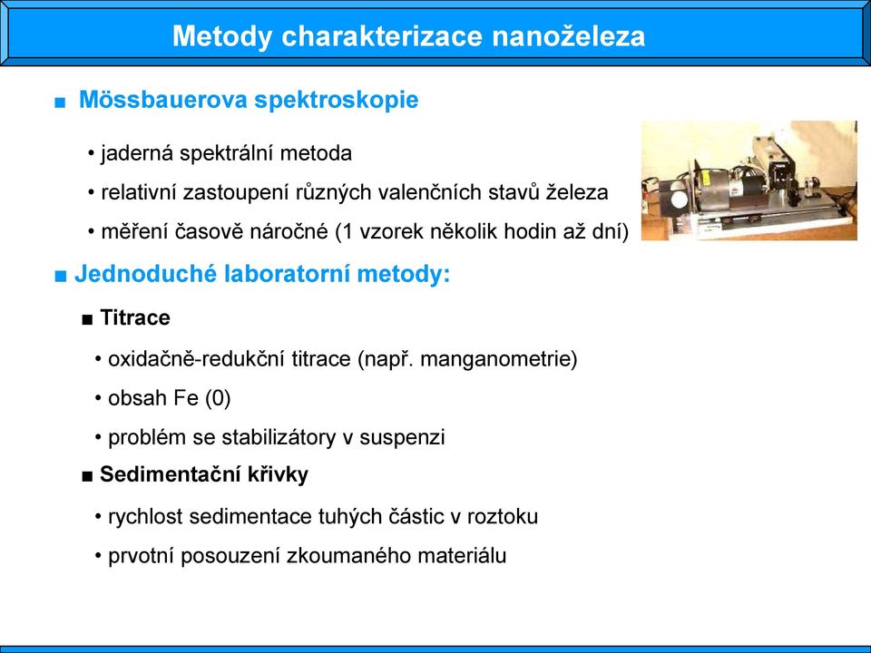 laboratorní metody: Titrace oxidačně-redukční titrace (např.