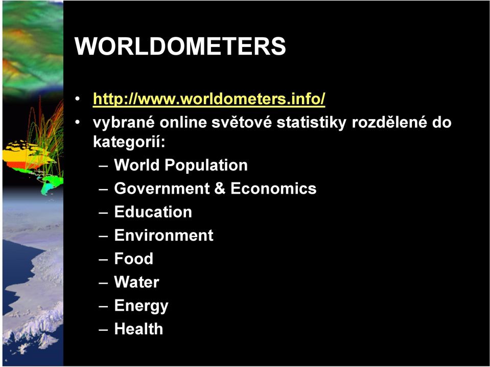 rozdělené do kategorií: World Population