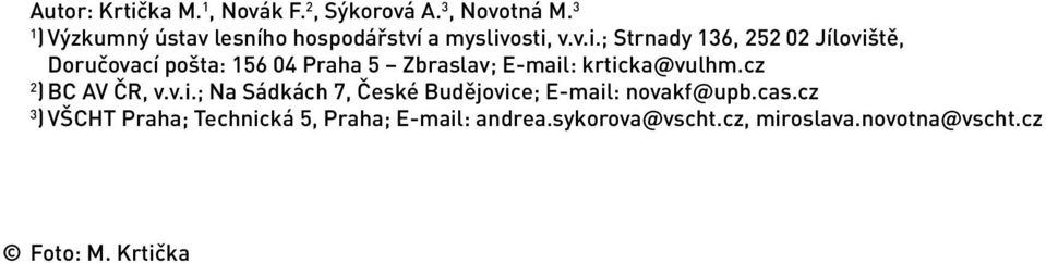 osti, v.v.i.; Strnady 136, 252 02 Jíloviště, Doručovací pošta: 156 04 Praha 5 Zbraslav; E-mail: krticka@vulhm.