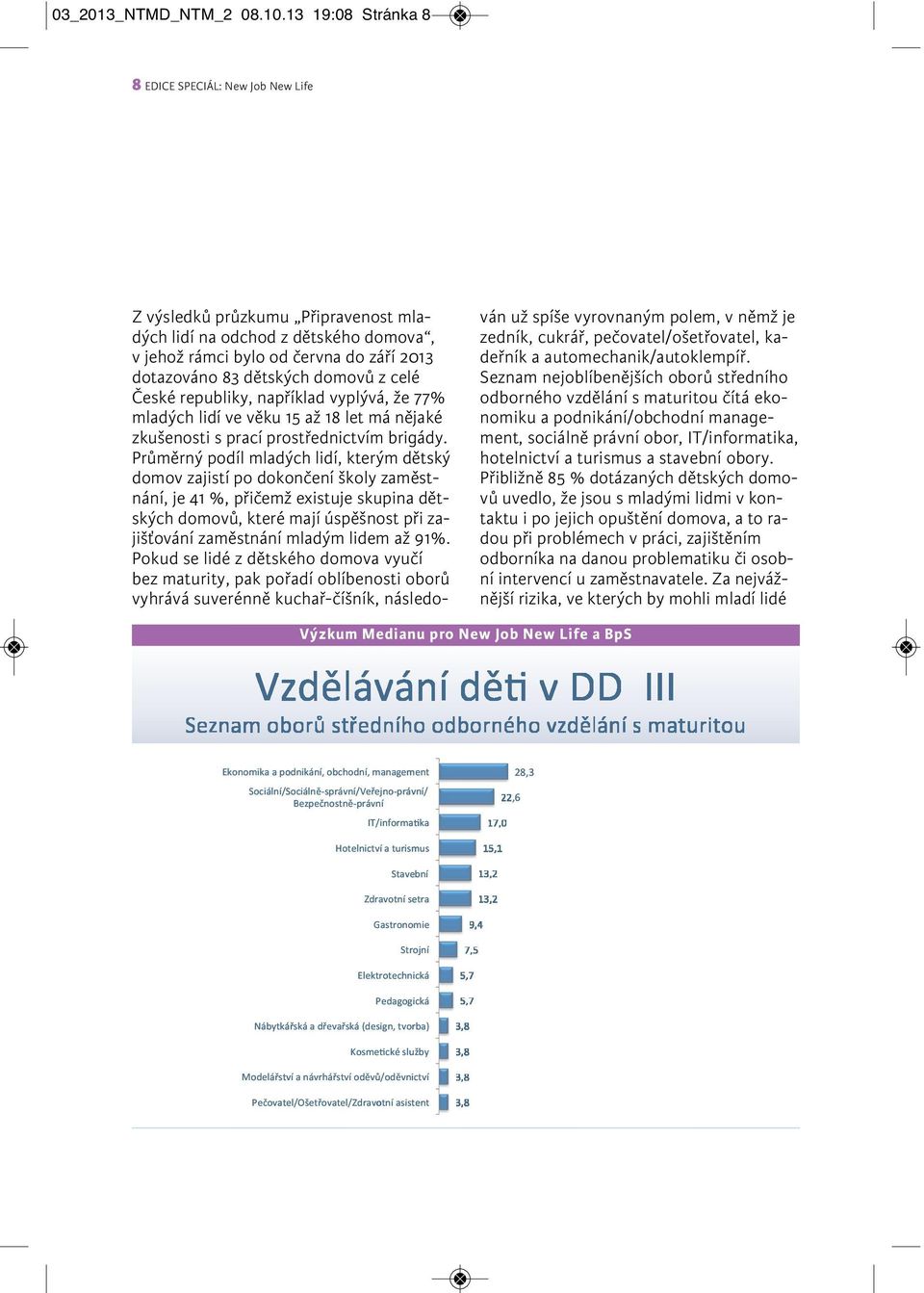 z celé České republiky, například vyplývá, že 77% mladých lidí ve věku 15 až 18 let má nějaké zkušenosti s prací prostřednictvím brigády.