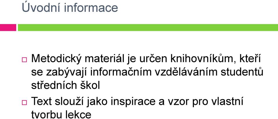 vzděláváním studentů středních škol Text