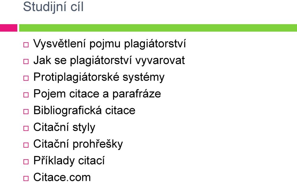 Pojem citace a parafráze Bibliografická citace