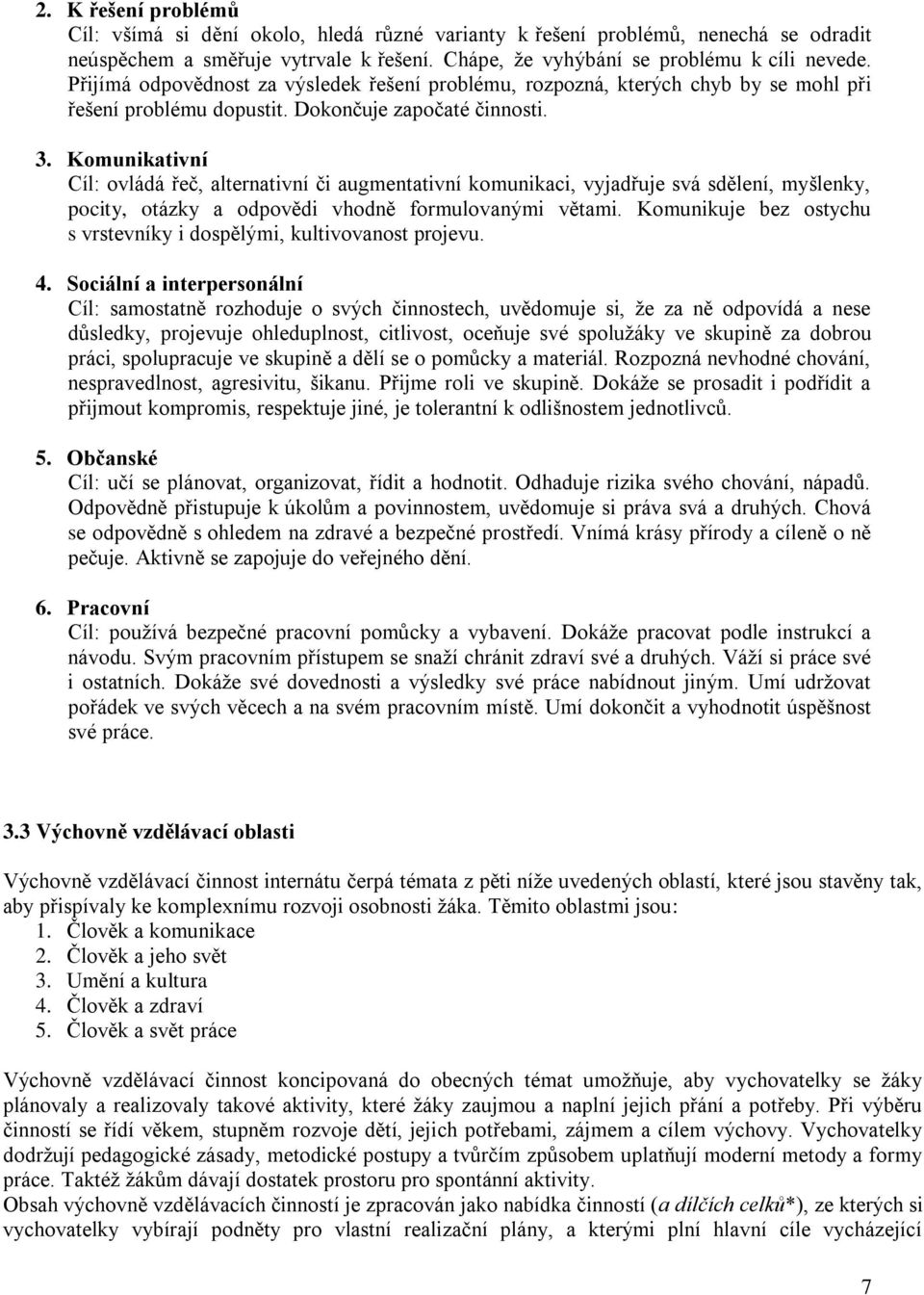 Komunikativní Cíl: ovládá řeč, alternativní či augmentativní komunikaci, vyjadřuje svá sdělení, myšlenky, pocity, otázky a odpovědi vhodně formulovanými větami.