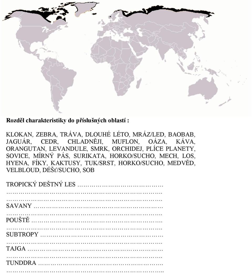 PLANETY, SOVICE, MÍRNÝ PÁS, SURIKATA, HORKO/SUCHO, MECH, LOS, HYENA, FÍKY, KAKTUSY, TUK/SRST,