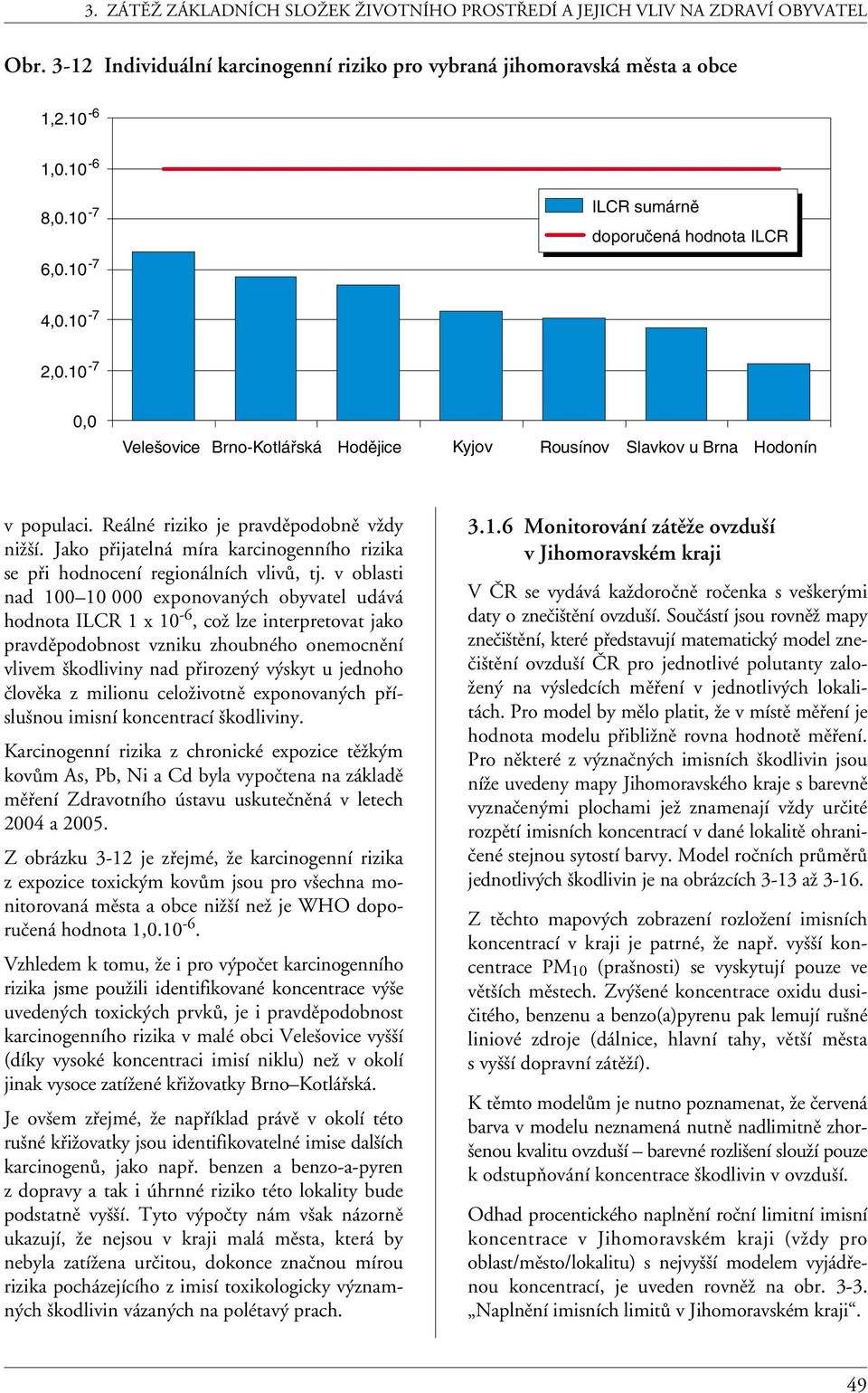 Jako přijatelná míra karcinogenního rizika se při hodnocení regionálních vlivů, tj.