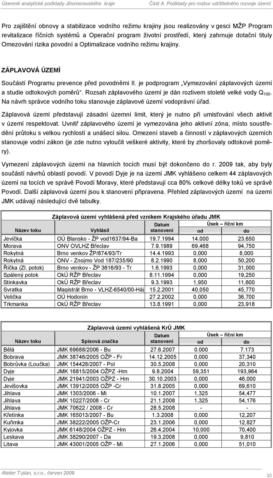 Rozsah záplavového území je dán rozlivem stoleté velké vody Q 100. Na návrh správce vodního toku stanovuje záplavové území vodoprávní úřad.