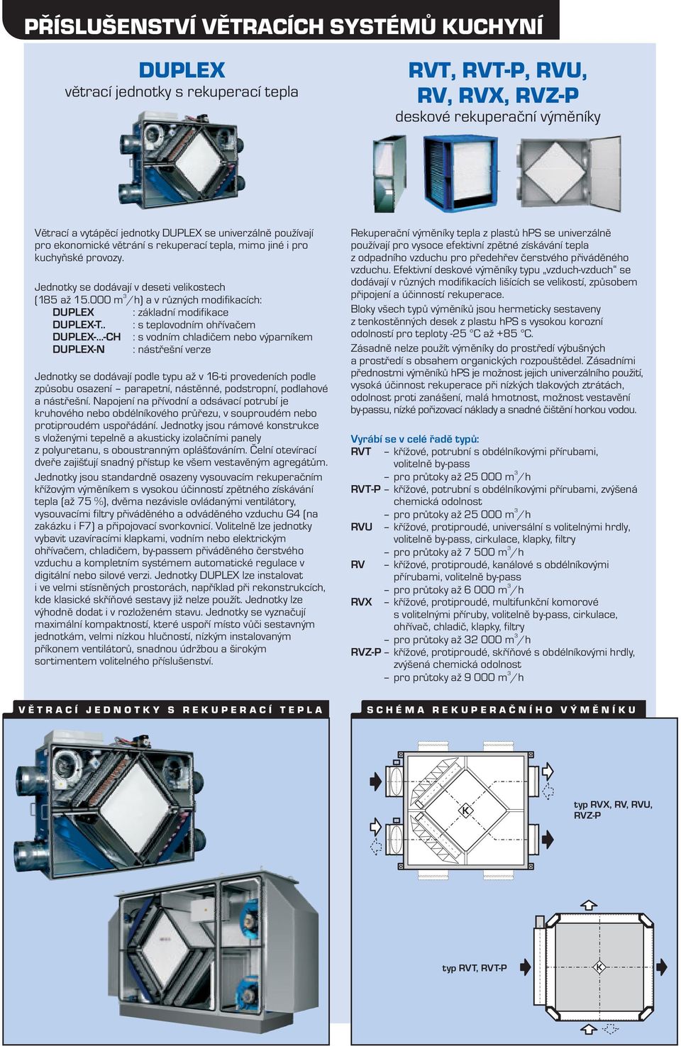 000m/h)avrůznýchmodifikacích: DUPLEX : základní modifikace DUPLEX-T.. : s teplovodním ohřívačem DUPLEX-.