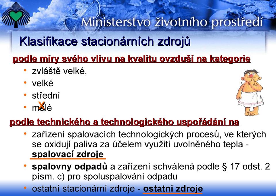 procesů, ve kterých se oxidují paliva za účelem využití uvolněného tepla - spalovací zdroje spalovny odpadů