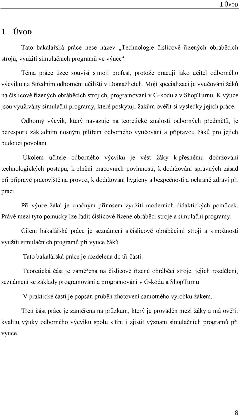 Mojí specializací je vyučování žáků na číslicově řízených obráběcích strojích, programování v G-kódu a v ShopTurnu.