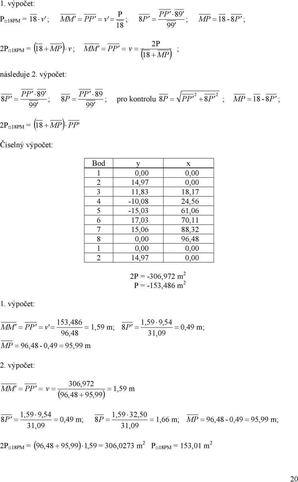 4-0,08 4,56 5-5,03 6,06 6 7,03 70, 7 5,06 88,3 8 0,00 96,48 0,00 0,00 4,97 0,00 P = -306,97 m P = -53,486 m.