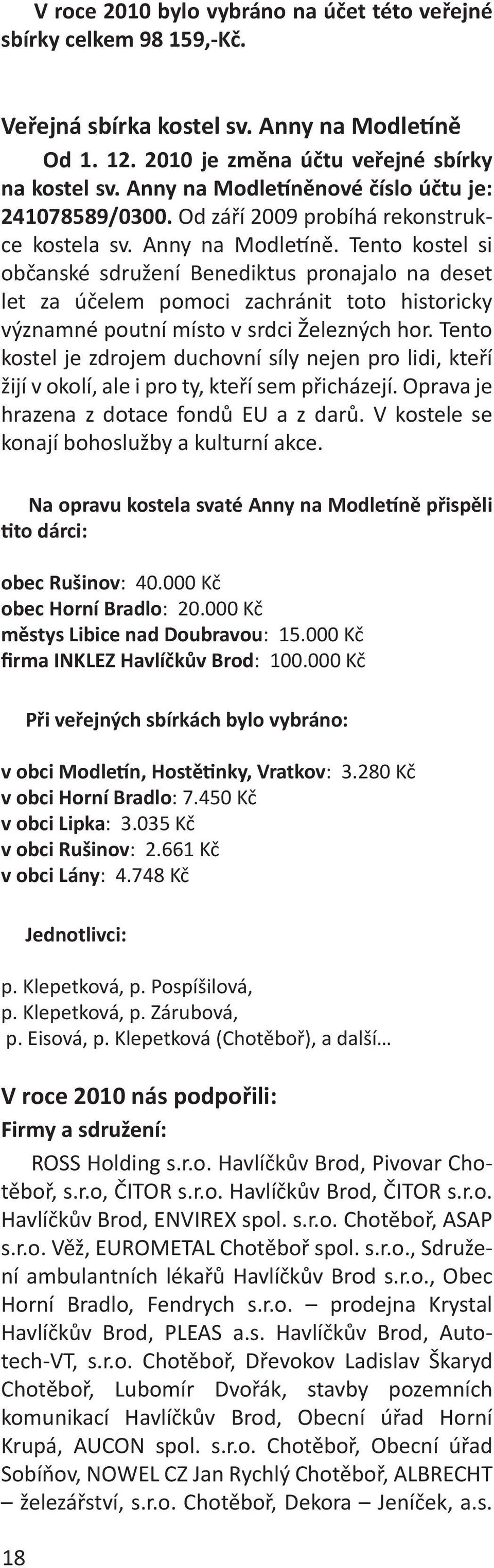 Tento kostel si občanské sdružení Benediktus pronajalo na deset let za účelem pomoci zachránit toto historicky významné poutní místo v srdci Železných hor.