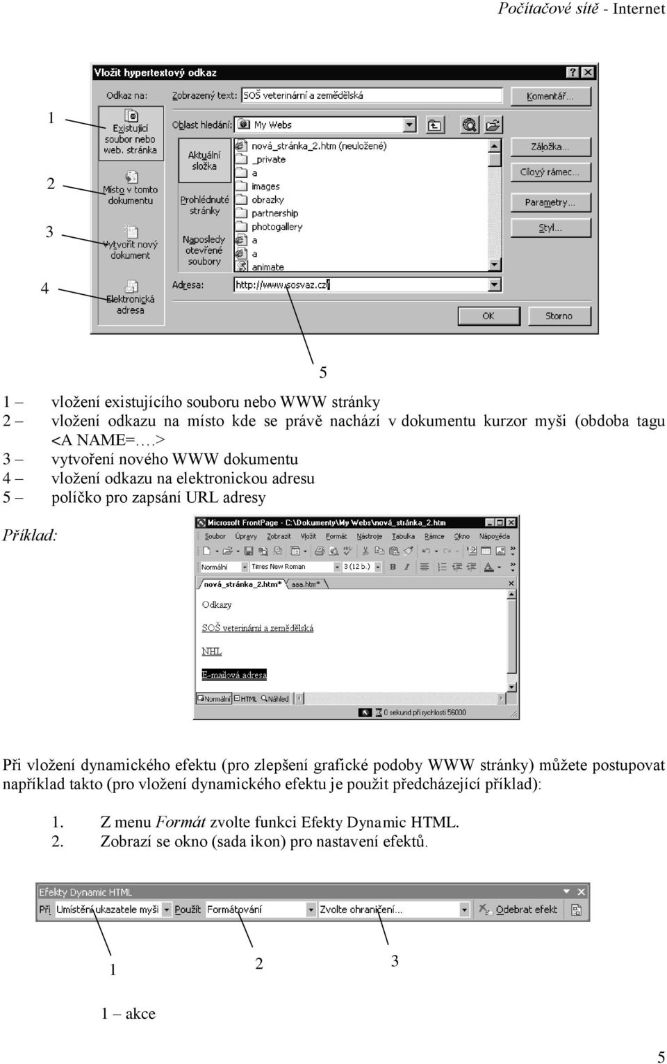 > 3 vytvoření nového WWW dokumentu 4 vložení odkazu na elektronickou adresu 5 políčko pro zapsání URL adresy 5 Při vložení dynamického