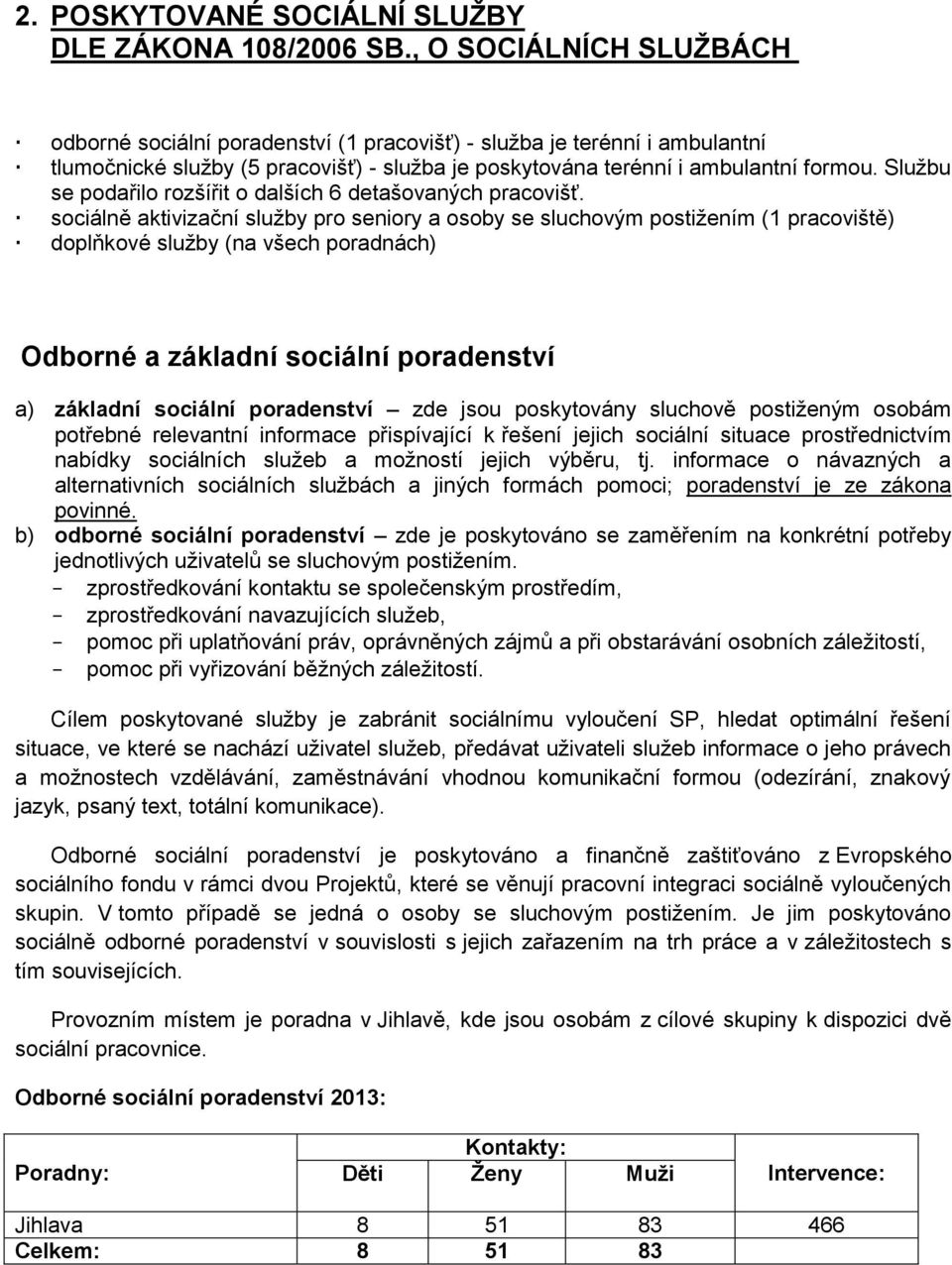 Službu se podařilo rozšířit o dalších 6 detašovaných pracovišť.