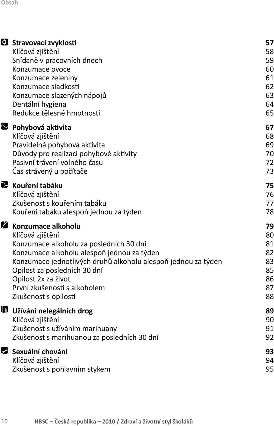 73 Kouření tabáku 75 Klíčová zjištění 76 Zkušenost s kouřením tabáku 77 Kouření tabáku alespoň jednou za týden 78 Konzumace alkoholu 79 Klíčová zjištění 80 Konzumace alkoholu za posledních 30 dní 81