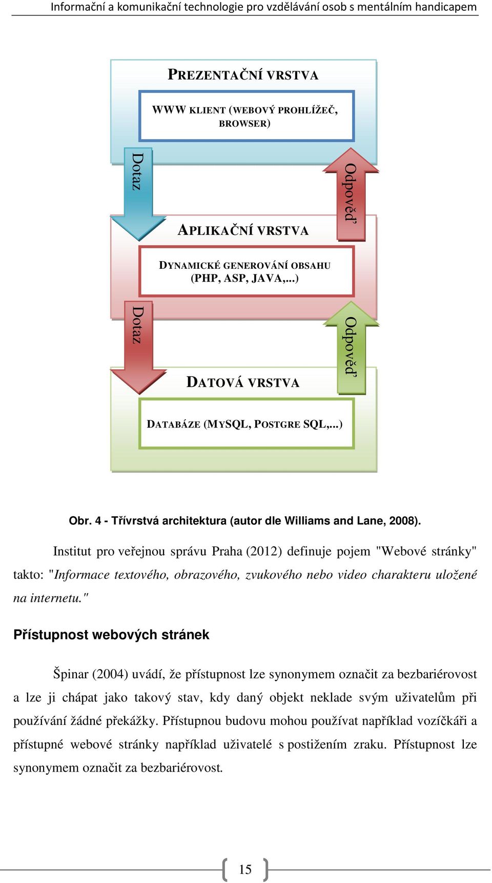 Institut pro veřejnou správu Praha (2012) definuje pojem "Webové stránky" takto: "Informace textového, obrazového, zvukového nebo video charakteru uložené na internetu.