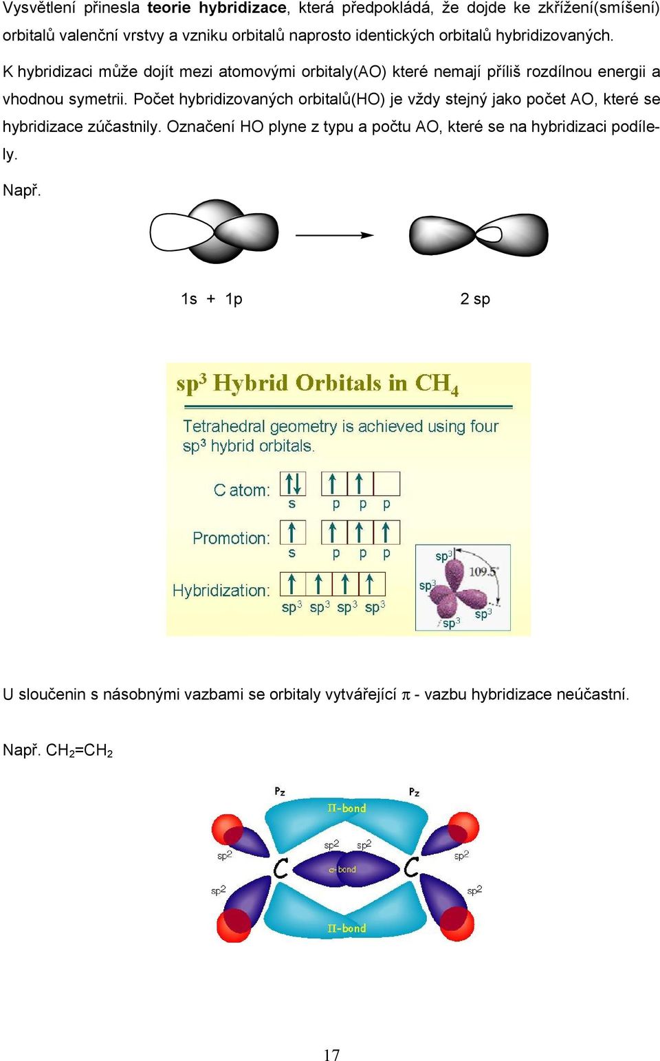 K hybridizaci může dojít mezi atomovými orbitaly(ao) které nemají příliš rozdílnou energii a vhodnou symetrii.