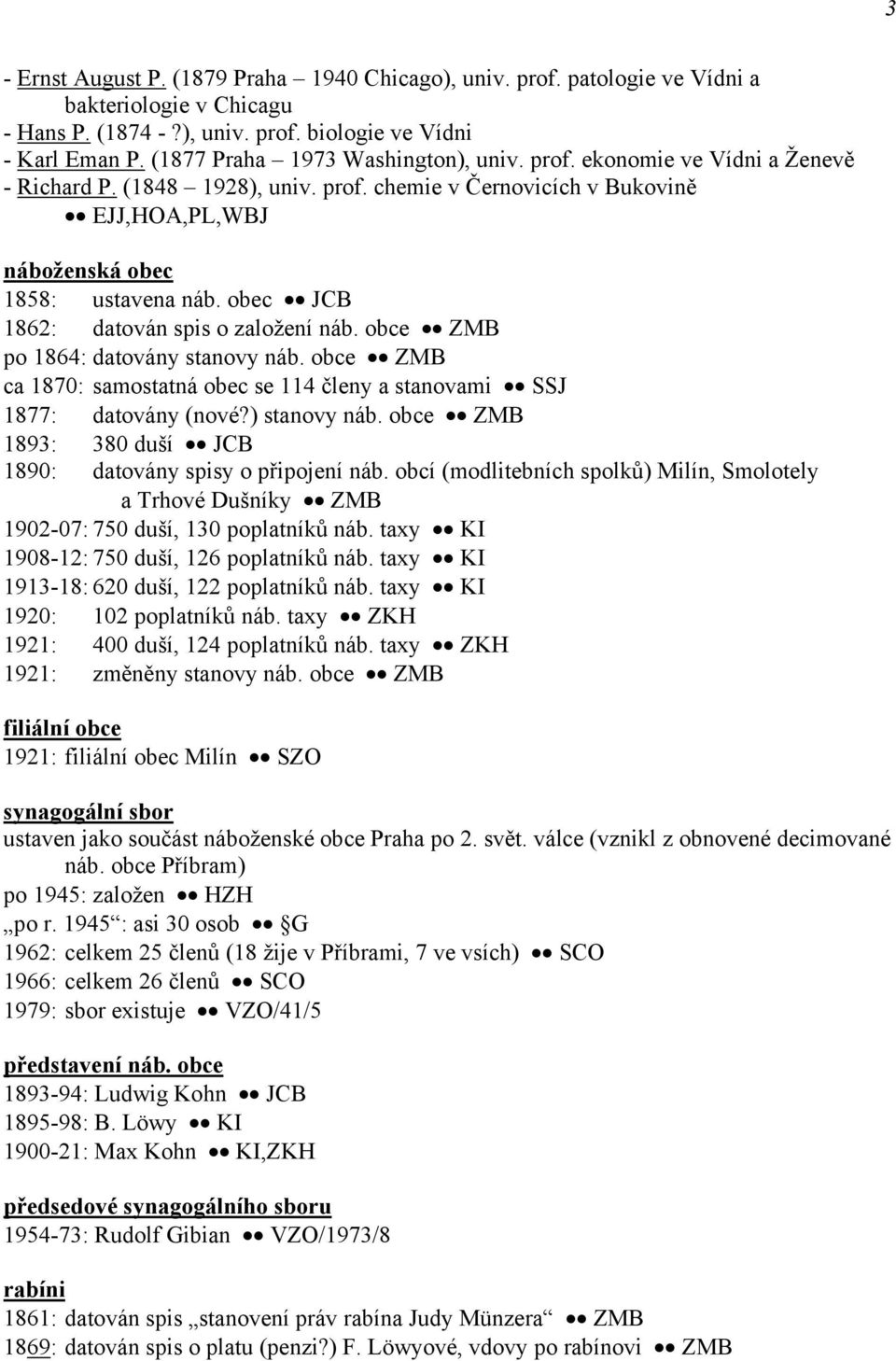 obec JCB 1862: datován spis o založení náb. obce ZMB po 1864: datovány stanovy náb. obce ZMB ca 1870: samostatná obec se 114 členy a stanovami SSJ 1877: datovány (nové?) stanovy náb.