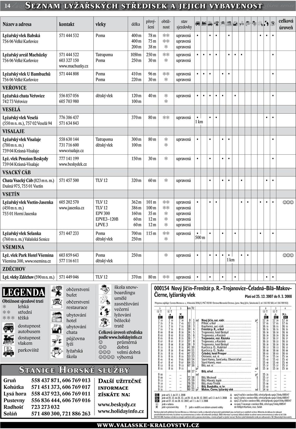 vlek Penzion Beskydy 739 04 Krásná-Visalaje Vsacký Cáb Chata Vsacký Cáb (823 n..) Dušná 975, 755 01 Vsetín Vsetín Lyžařský vlek Vsetín-Jasenka (450 n.