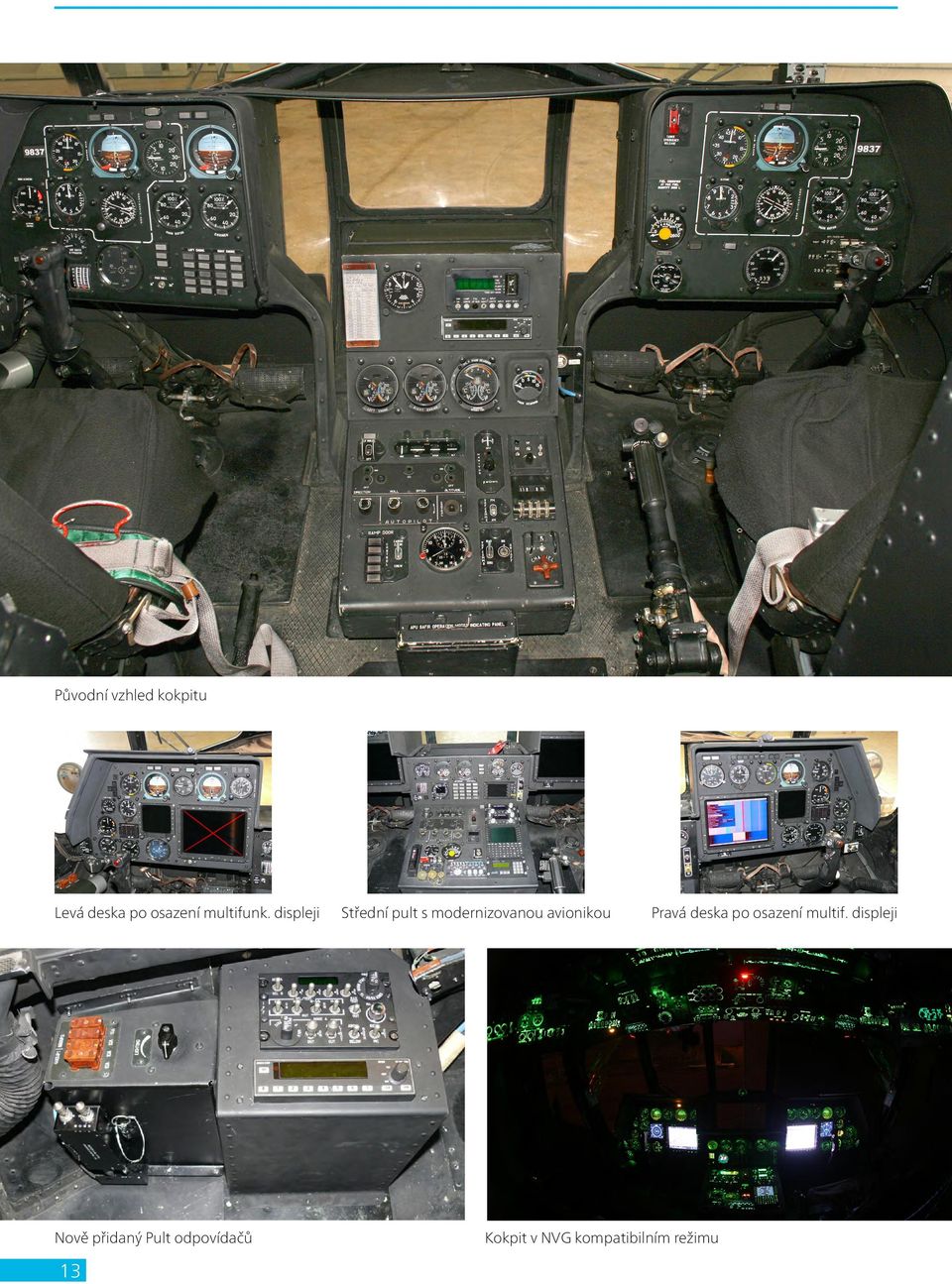displeji Střední pult s modernizovanou avionikou