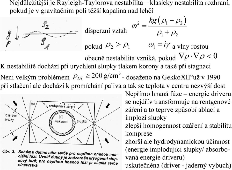 1990 při stlačení ale dochází k promíchání paliva a tak se teplota v centru nezvýší dost Nepřímo hnaná fúze energie driveru se nejdřív transformuje na rentgenové záření a to teprve způsobí ablaci