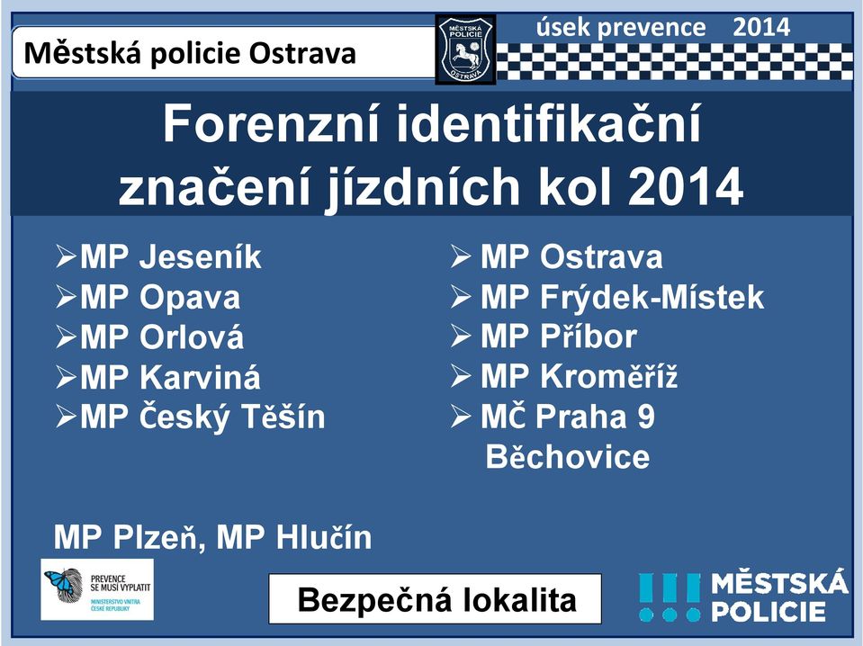 MP Český Těšín MP Ostrava MP Frýdek-Místek MP