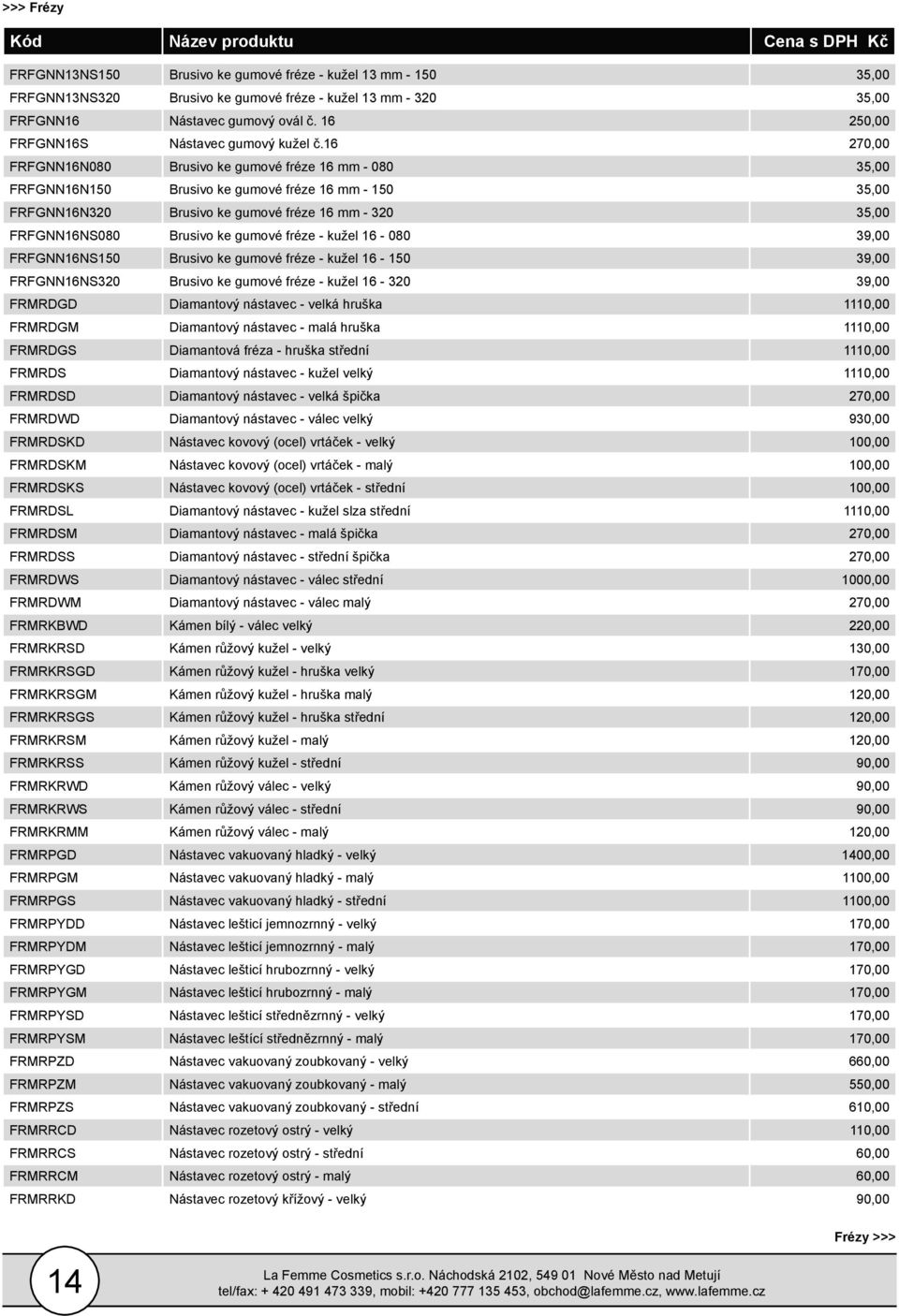 16 270,00 FRFGNN16N080 Brusivo ke gumové fréze 16 mm - 080 35,00 FRFGNN16N150 Brusivo ke gumové fréze 16 mm - 150 35,00 FRFGNN16N320 Brusivo ke gumové fréze 16 mm - 320 35,00 FRFGNN16NS080 Brusivo ke