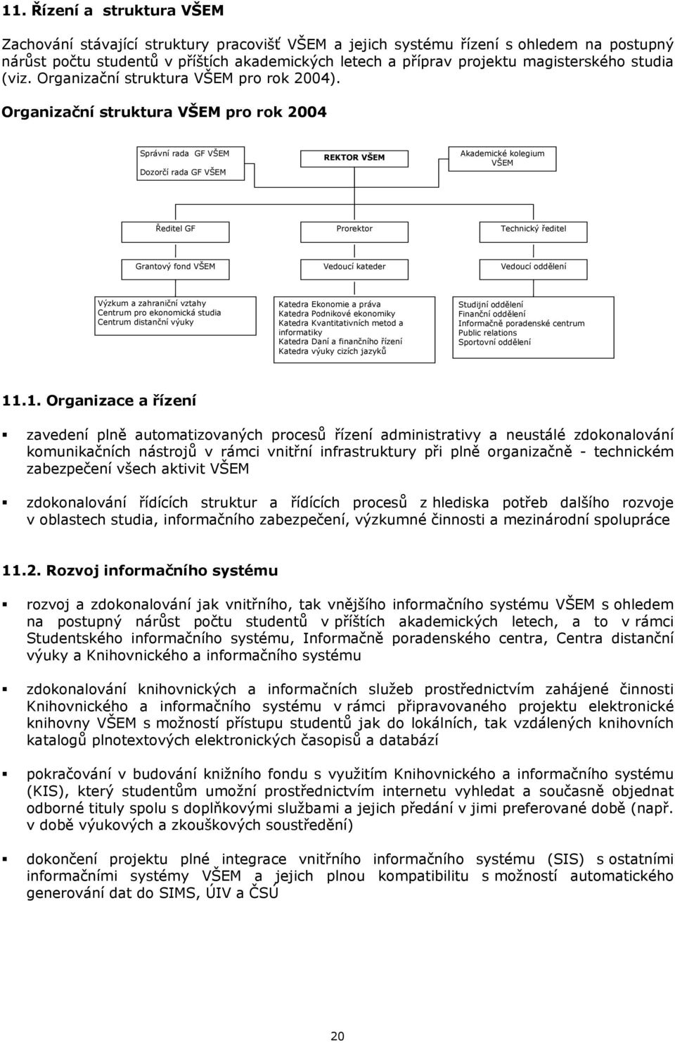 Organizační struktura VŠEM pro rok 2004 Správní rada GF VŠEM Dozorčí rada GF VŠEM REKTOR VŠEM Akademické kolegium VŠEM Ředitel GF Prorektor Technický ředitel Grantový fond VŠEM Vedoucí kateder