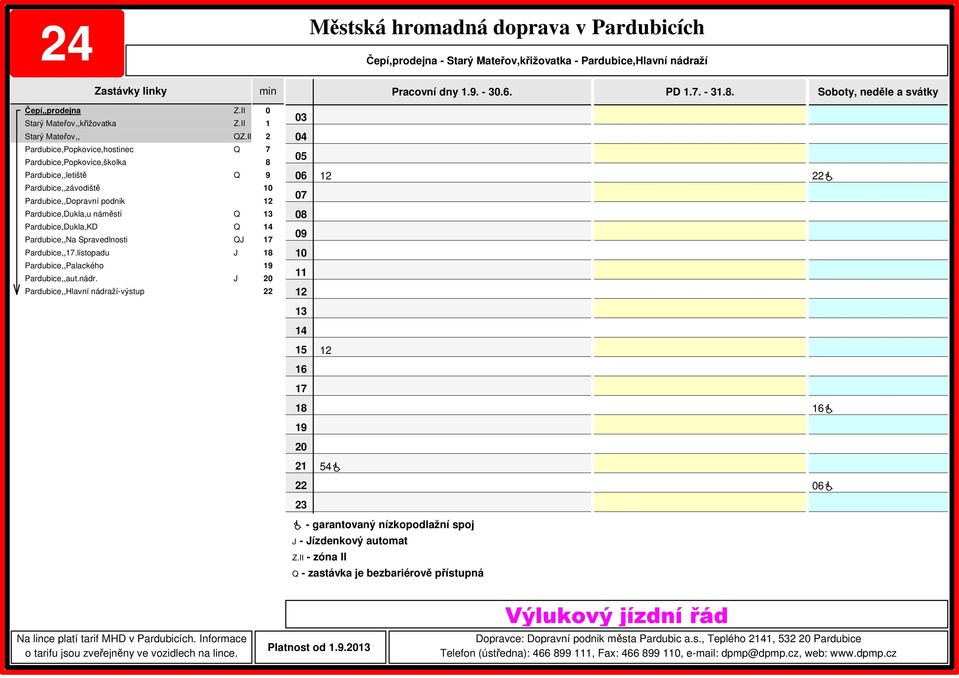 zastávka je bezbariérově přístupná Platnost od.9.