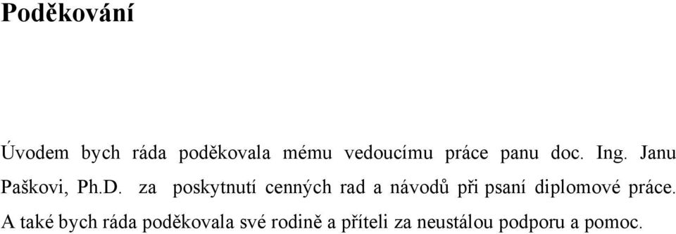 za poskytnutí cenných rad a návodů při psaní diplomové