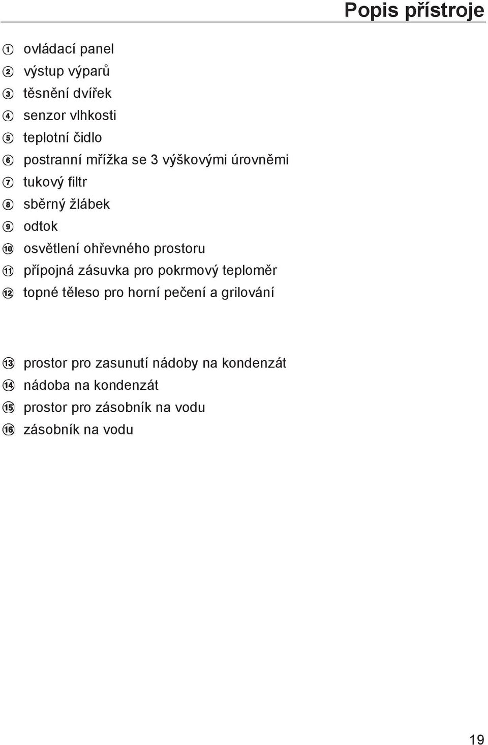 prostoru přípojná zásuvka pro pokrmový teploměr topné těleso pro horní pečení a grilování