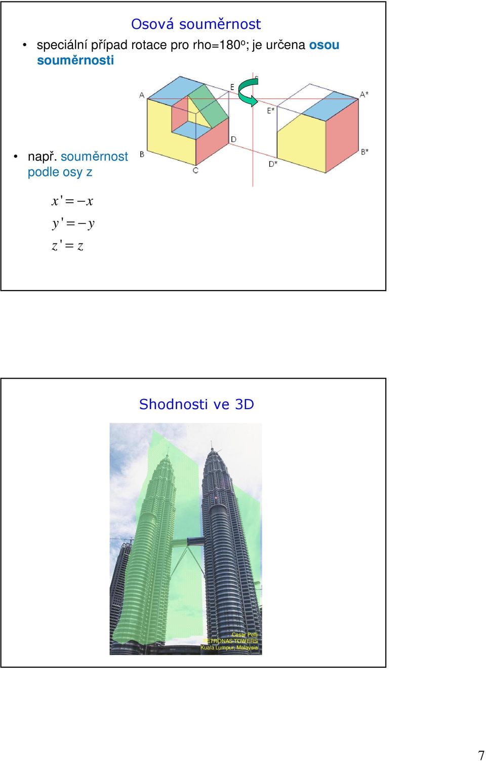 souměrnost podle osy z x ' = x y ' = y z ' = z