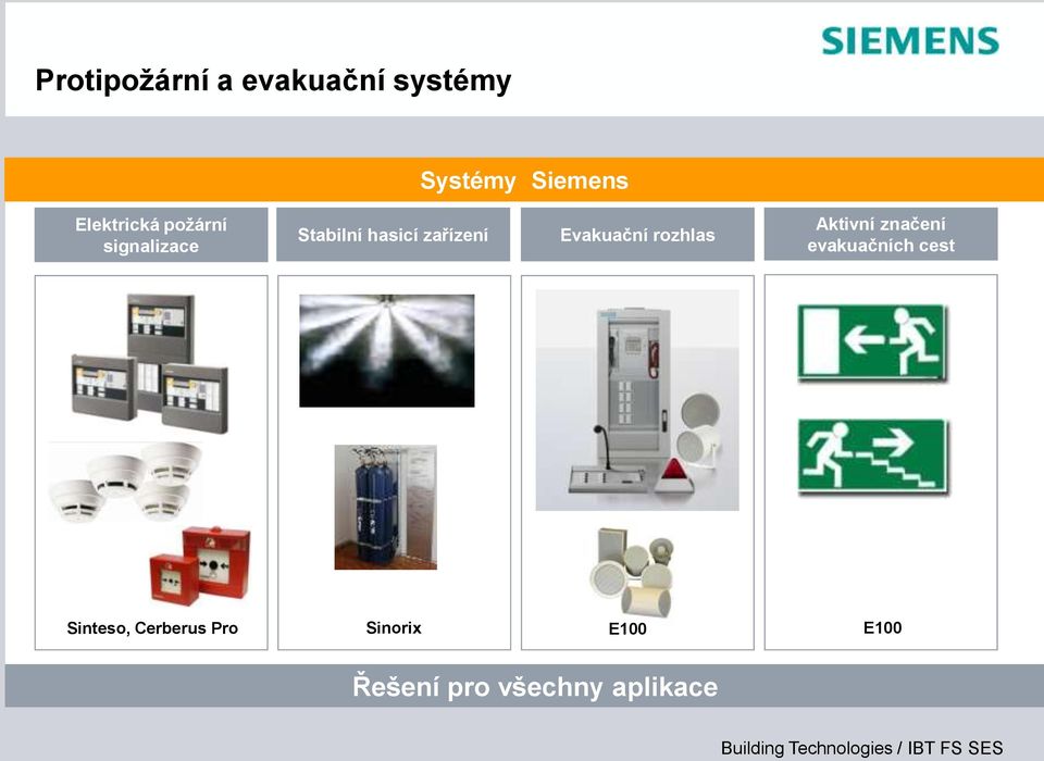 Evakuační rozhlas Aktivní značení evakuačních cest