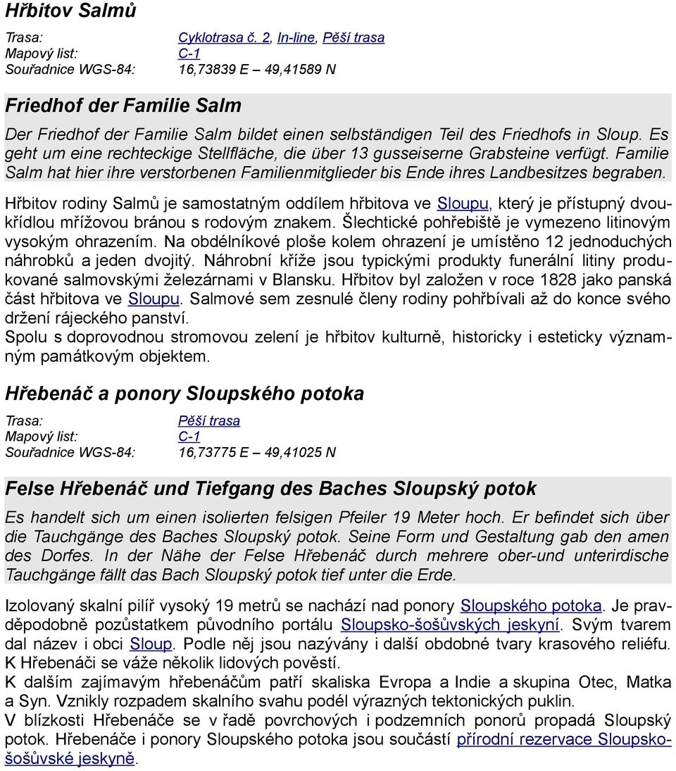 Es geht um eine rechteckige Stellfläche, die über 13 gusseiserne Grabsteine verfügt. Familie Salm hat hier ihre verstorbenen Familienmitglieder bis Ende ihres Landbesitzes begraben.