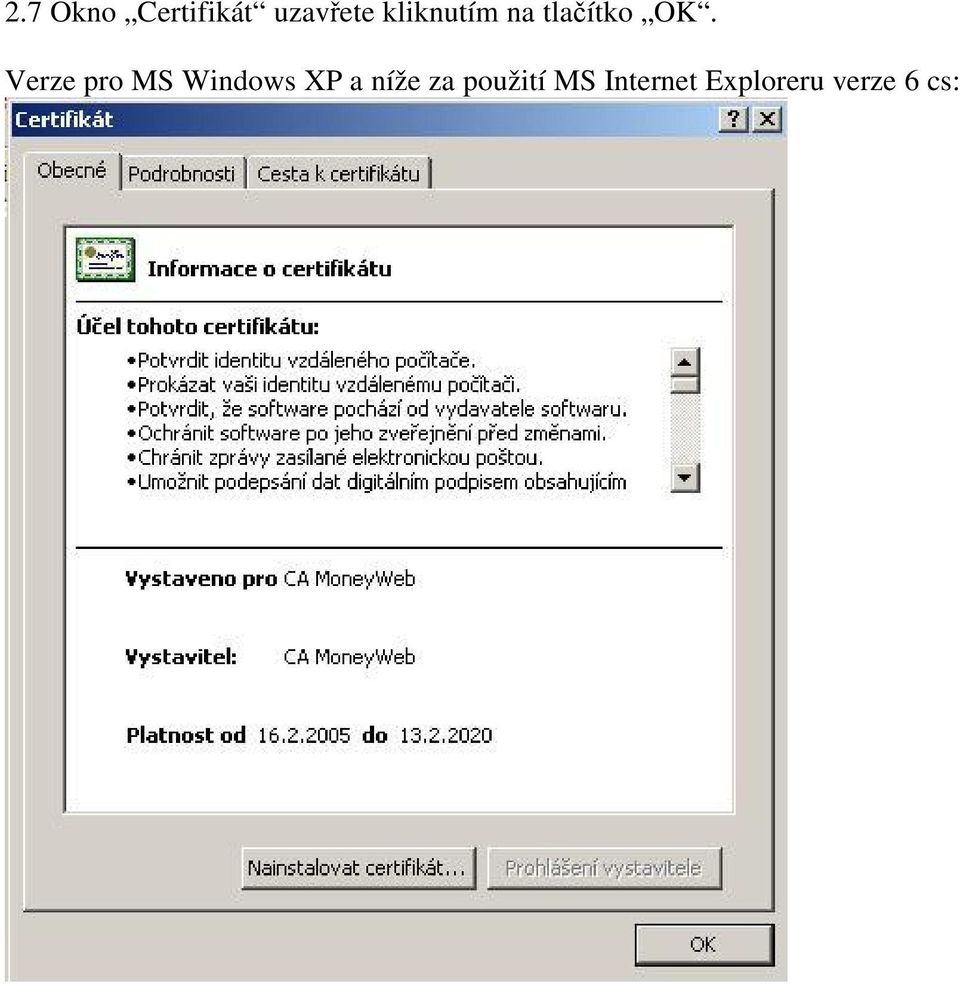 Verze pro MS Windows XP a níže