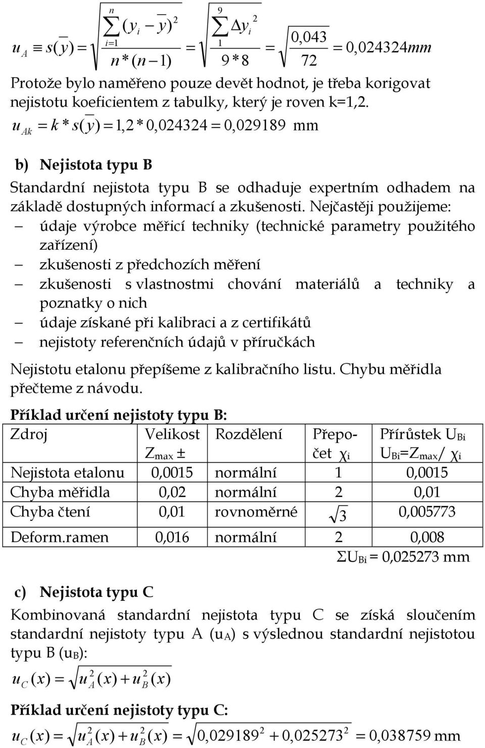 Nejčastěji použijeme: údaje výrobce měřicí techniky (technické parametry použitého zařízení) zkušenosti z předchozích měření zkušenosti s vlastnostmi chování materiálů a techniky a poznatky o nich