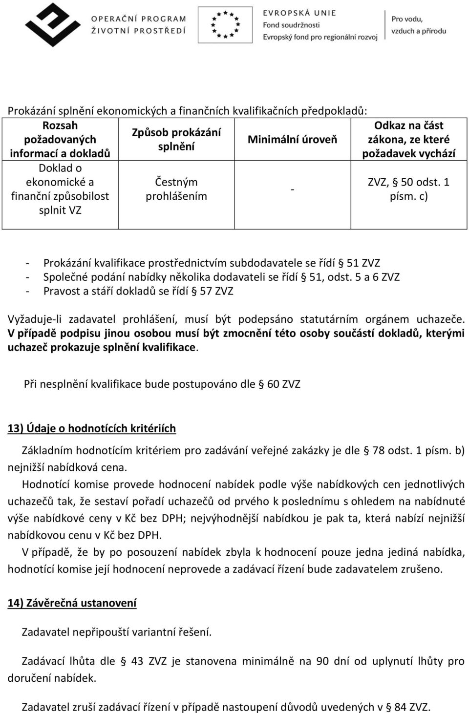 c) - Prokázání kvalifikace prostřednictvím subdodavatele se řídí 51 ZVZ - Společné podání nabídky několika dodavateli se řídí 51, odst.