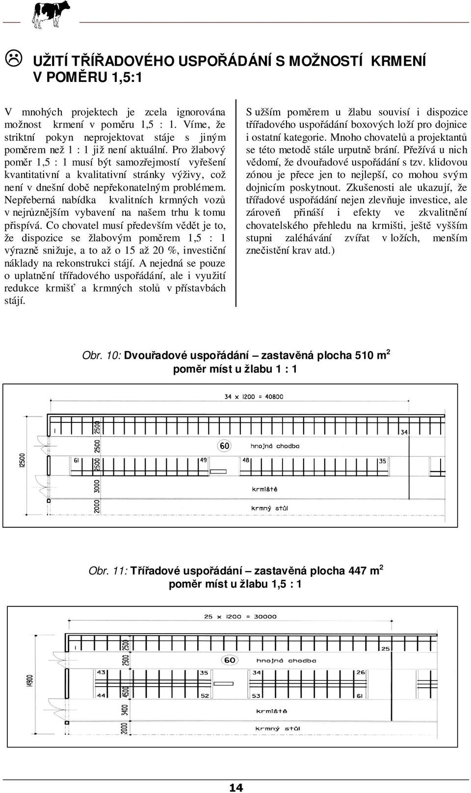 Pro žlabový poměr 1,5 : 1 musí být samozřejmostí vyřešení kvantitativní a kvalitativní stránky výživy, což není v dnešní době nepřekonatelným problémem.