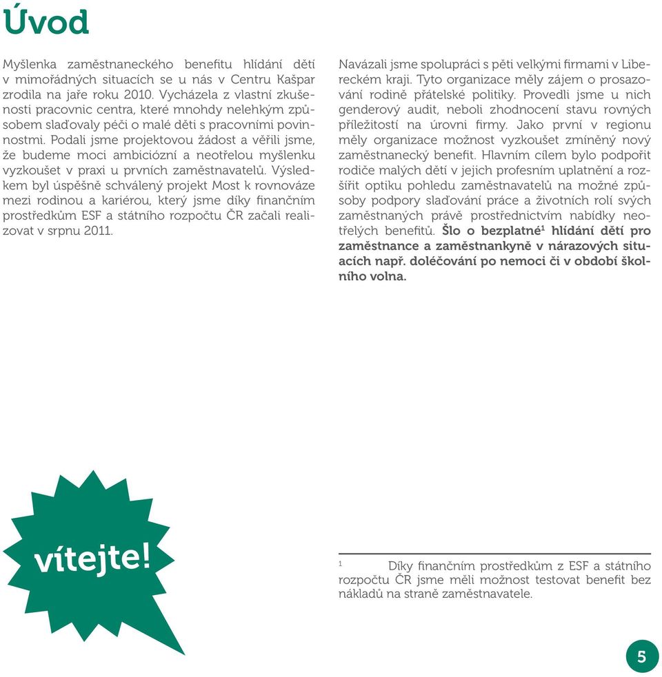 Podali jsme projektovou žádost a věřili jsme, že budeme moci ambiciózní a neotřelou myšlenku vyzkoušet v praxi u prvních zaměstnavatelů.