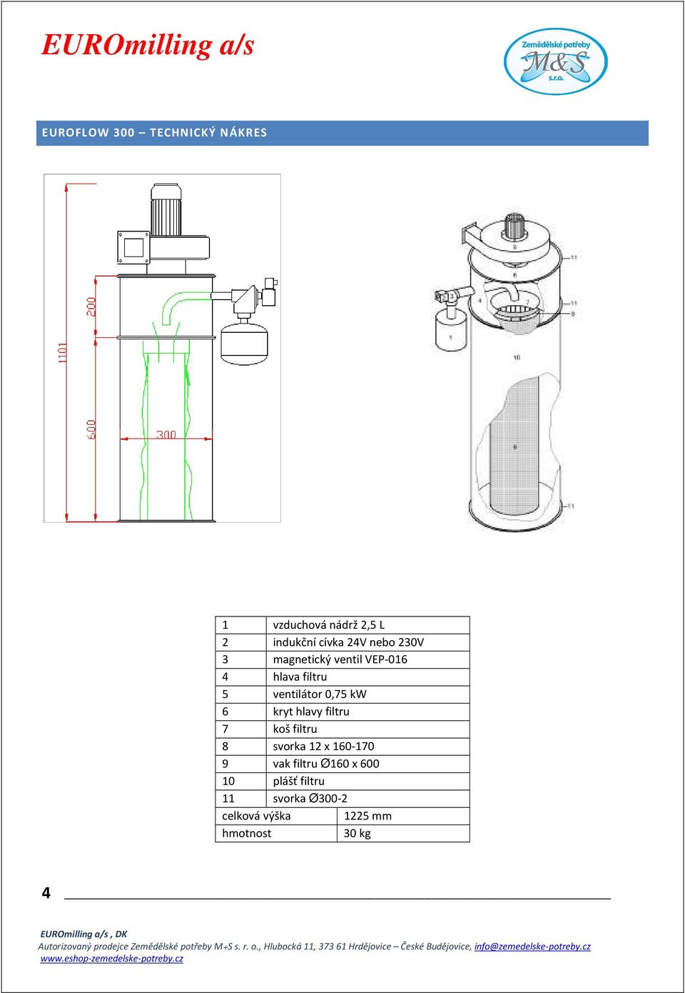 6 kryt hlavy filtru 7 koš filtru 8 svorka 12 x 160-170 9 vak filtru Ø160 x