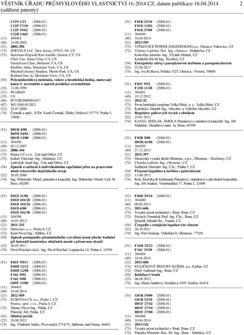 2002 (21) 2002-296 (73) ZOETIS P LLC, New Jersey, 07932, NJ, US (72) Stutzman-Engwall Kim Jonelle, Groton, CT, US Chen Yan, Santa Clara, CA, US Gustafsson Claes, Belmont, CA, US Krebber Anke,