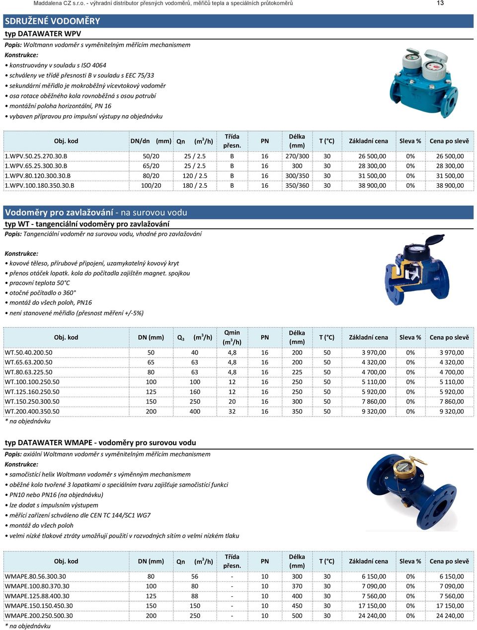poloha!horizontální,!PN!16!vybaven!přípravou!pro!impulsní!výstupy!na!objednávku DN/dn1111 Qn111111(m 3 /h) Třída1 přesn. PN 1.WPV.50.25.270.30.B 50/20 25&/&2.