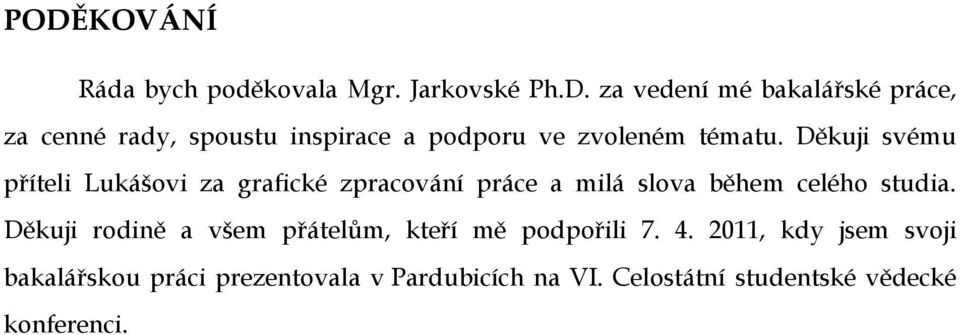 Děkuji rodině a všem přátelům, kteří mě podpořili 7. 4.